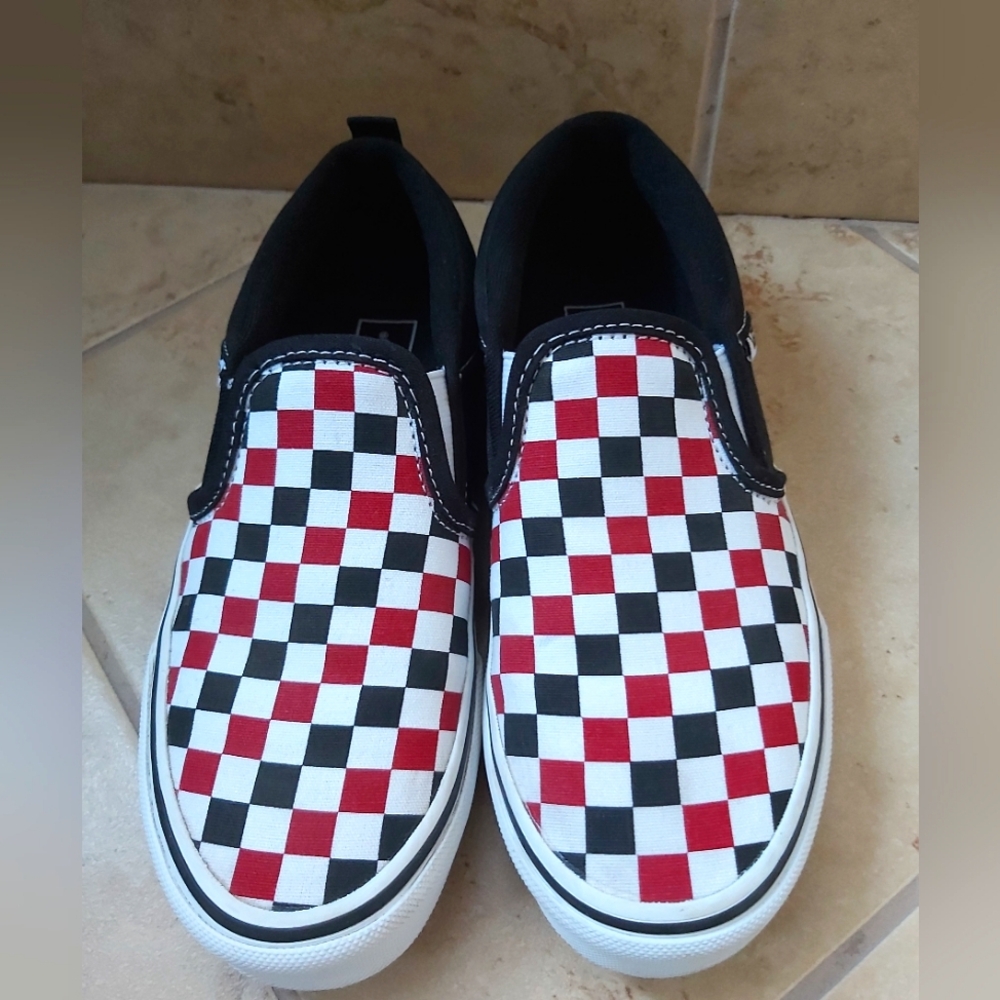 Vans Red Black And White Checkerboard Canvas Shoes